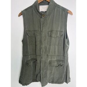 California MoonRise Wm L Utility Vest Olive Green Military Cargo Jacket Gorpcore